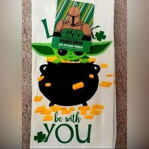 Disney Star Wars Baby Yoda St. Patrick’s kitchen towels 2pk